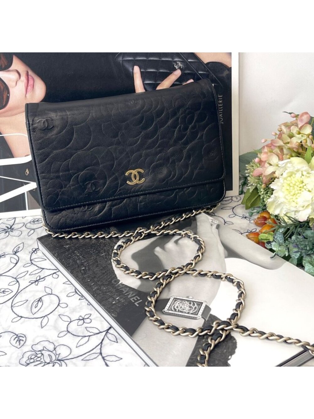 Chanel Chain Wallet Camellia Shoulder Bag